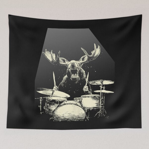 Item preview, Rock's 80 90s Cute Moose Playing Drums Funny Music Animal Drummer  designed and sold by MOHAMED FRASER.