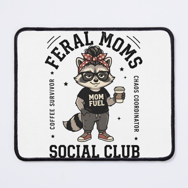 Item preview, Feral Moms Social Club Funny Raccoon Coffee Chaos Coordinator designed and sold by Emmatshirt1.