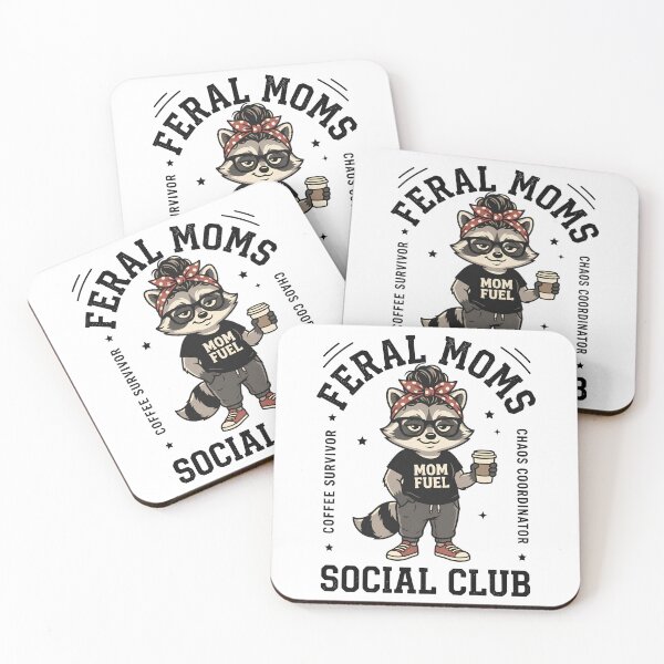 Item preview, Feral Moms Social Club Funny Raccoon Coffee Chaos Coordinator  designed and sold by Emmatshirt1.