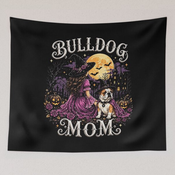 Item preview, Bulldog Mom Witch Halloween Moon designed and sold by NoeValdric.