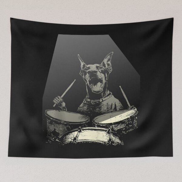 Item preview, Rocks Vintage Cute Doberman Playing Drums Funny Music Dog  designed and sold by MOHAMED FRASER.