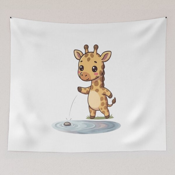 Item preview, Cute Giraffe Skipping Stones Water designed and sold by Ella_Sketch.