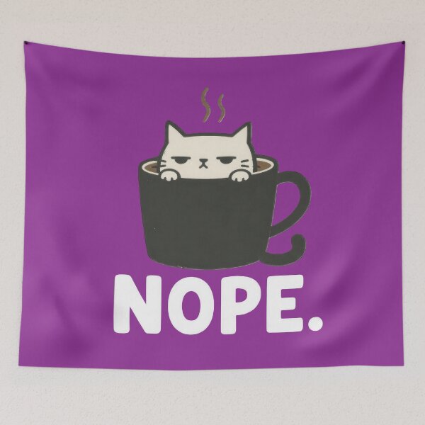 Item preview, Grumpy Nope Cat in Coffee Cup designed and sold by VELORIA706.