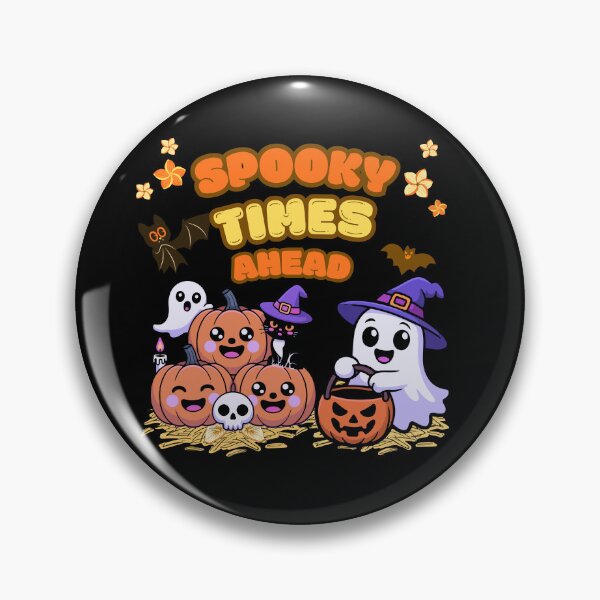 Item preview, Spooky Times Ahead Cute Halloween Ghost Pumpkin Retro Groovy Art designed and sold by W&RParadise.