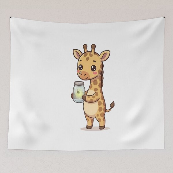 Item preview, Cute Giraffe Holding Firefly Jar designed and sold by Ella_Sketch.