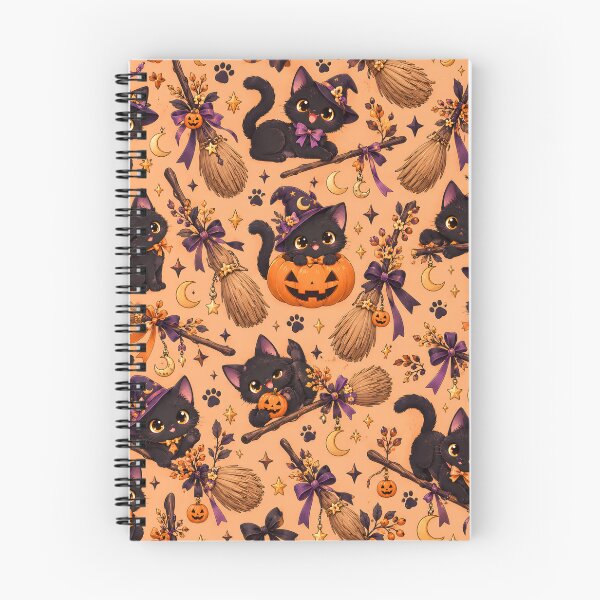 Item preview,  Halloween Pattern: cute black cats and witch brooms designed and sold by DreamagineArtDesign.