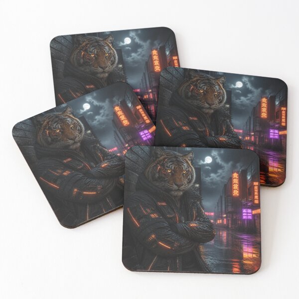 Item preview, Cyberpunk Tiger Streetwear Techwear Cyborg Dark Fantasy Art designed and sold by LazyDayzCo.