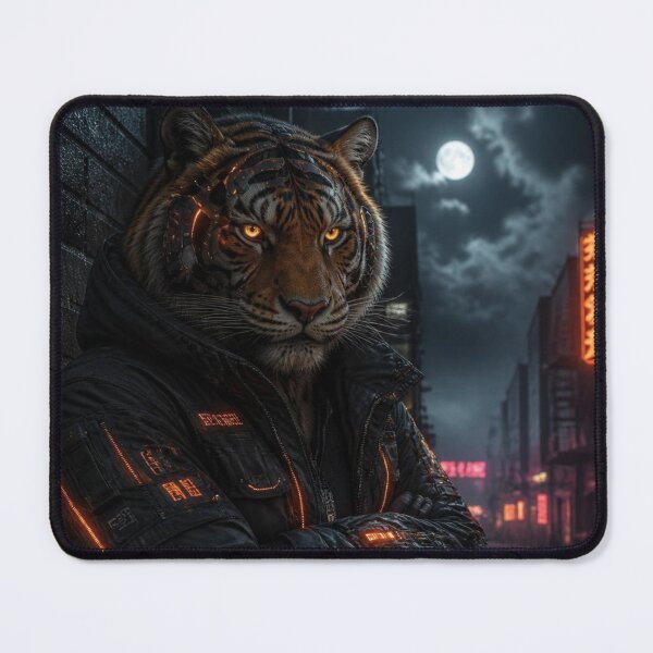 Item preview, Cyberpunk Tiger Streetwear Techwear Cyborg Dark Fantasy Art designed and sold by LazyDayzCo.