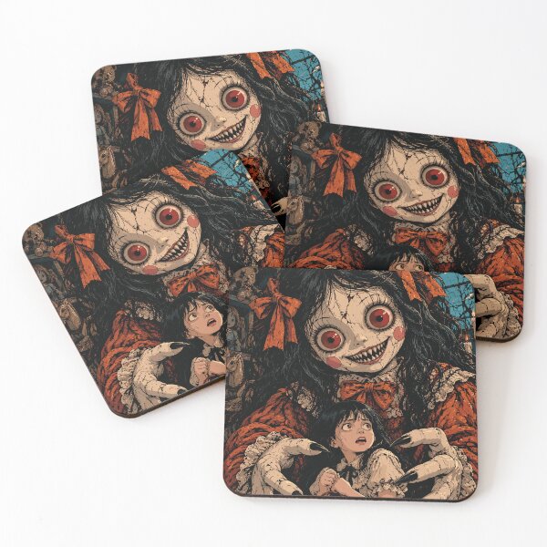 Item preview, Creepy Porcelain Doll and Terrified Child - Spooky Dark Fantasy Halloween Art designed and sold by arfindo-indra.