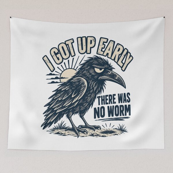 Item preview, I Got Up Early There Was No Worm Funny Raven Crow Retro Design designed and sold by SEINENGAPPI18.