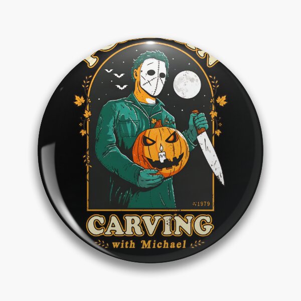 Item preview, Pumpkin Carving with Michael Retro Halloween Art-9 designed and sold by EnriquetaBritta.