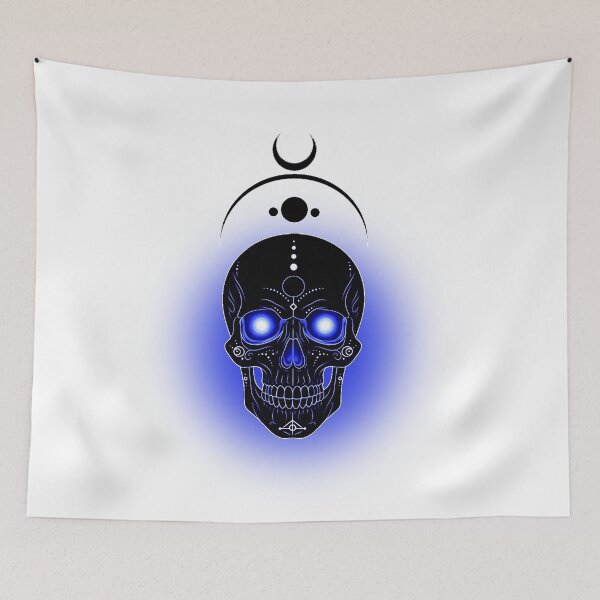 Item preview, Blue Moon Skull – Mystical luminous motif designed and sold by Herzbaumatelier.