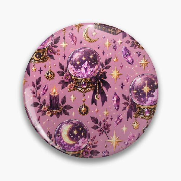 Item preview, Halloween Pattern: magic crystal balls and pink background designed and sold by DreamagineArtDesign.
