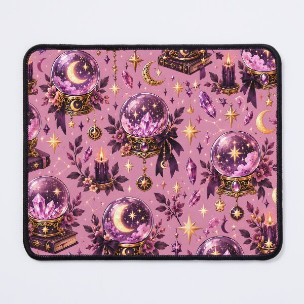 Item preview, Halloween Pattern: magic crystal balls and pink background designed and sold by DreamagineArtDesign.