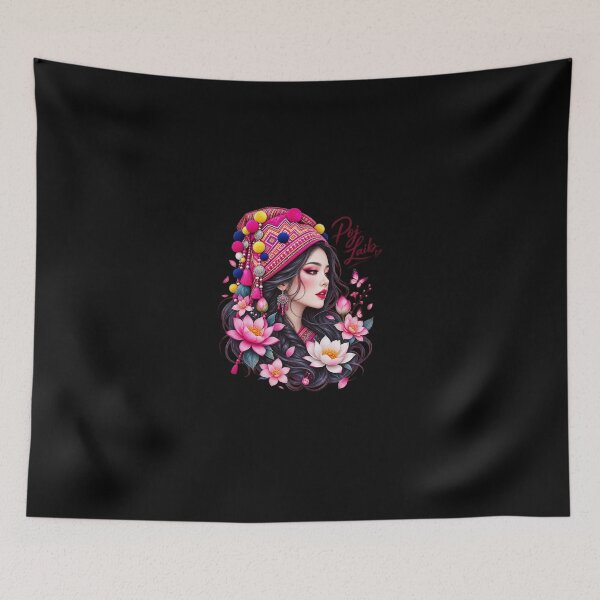 Item preview, Poj Laib Hmong Woman Lotus Butterfly Art-3 designed and sold by EnriquetaBritta.