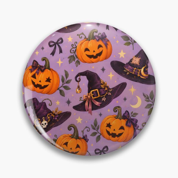 Item preview, Halloween Pattern: Witch Hat & Pumpkin designed and sold by DreamagineArtDesign.