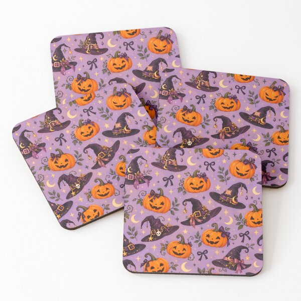 Item preview, Halloween Pattern: Witch Hat & Pumpkin designed and sold by DreamagineArtDesign.