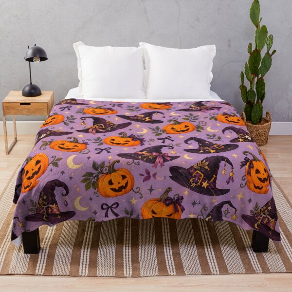 Item preview, Halloween Pattern: Witch Hat & Pumpkin designed and sold by DreamagineArtDesign.