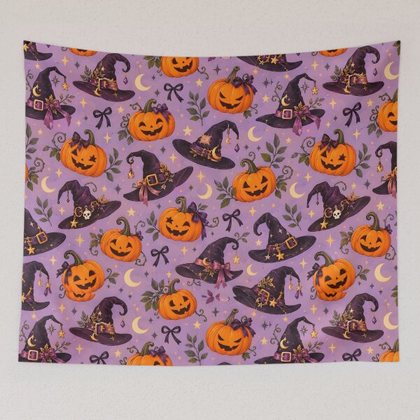 Item preview, Halloween Pattern: Witch Hat & Pumpkin designed and sold by DreamagineArtDesign.