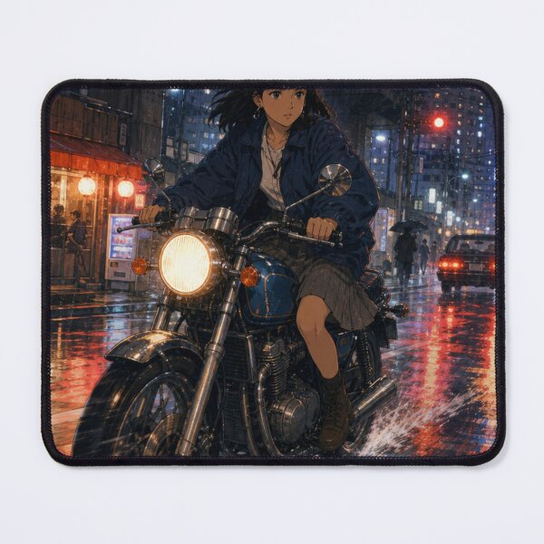 Item preview, Rainy Night Tokyo Motorcycle Anime Girl designed and sold by vekotpu.