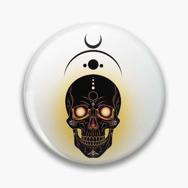 Item preview, Golden Moon Skull – Mystical luminous motif designed and sold by Herzbaumatelier.