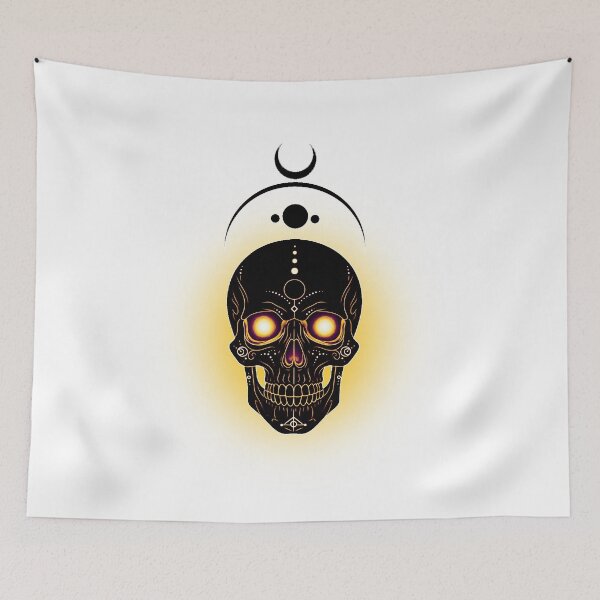 Item preview, Golden Moon Skull – Mystical luminous motif designed and sold by Herzbaumatelier.