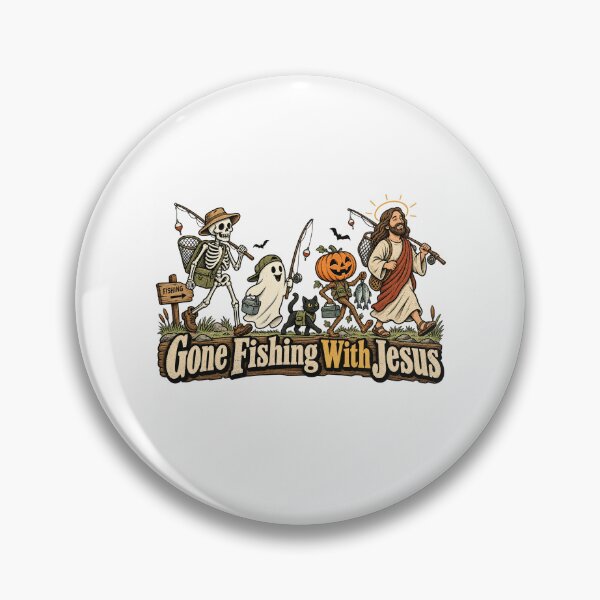 Item preview, Gone Fishing With Jesus Christian Funny Retro Outdoor Design designed and sold by SEINENGAPPI18.