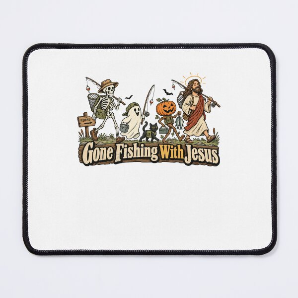 Item preview, Gone Fishing With Jesus Christian Funny Retro Outdoor Design designed and sold by SEINENGAPPI18.