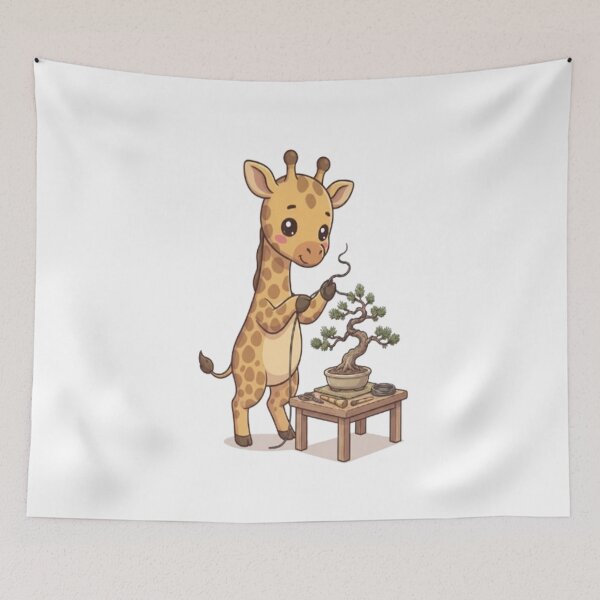Item preview, Cute Giraffe Tending Bonsai Tree designed and sold by Ella_Sketch.