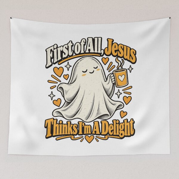 Item preview, First Of All Jesus Thinks Im A Delight Cute Ghost Retro Design designed and sold by SEINENGAPPI18.