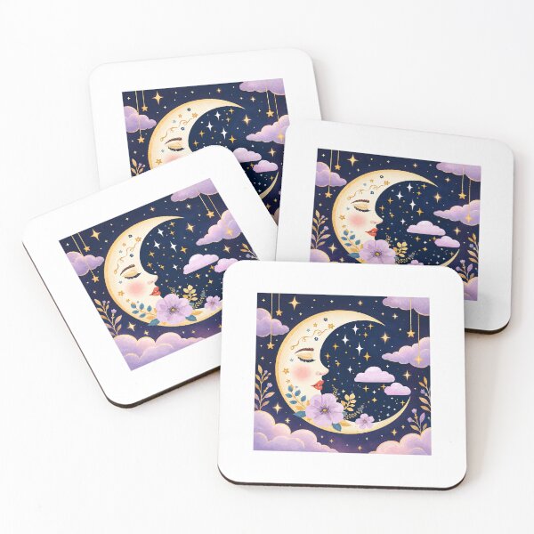 Item preview, Celestial Moon Goddess Floral Fantasy – Purple & Gold designed and sold by StickersYash.