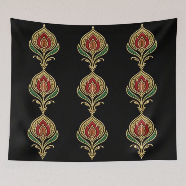 Item preview, Gold Ottoman Tulip Pattern Embroidery Art designed and sold by Breezes-of-Ida.