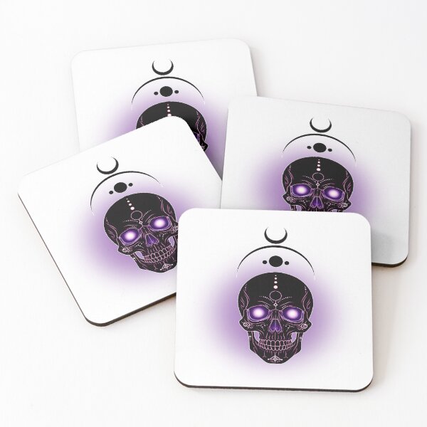 Item preview, Purple Moon Skull – Mystical luminous motif designed and sold by Herzbaumatelier.