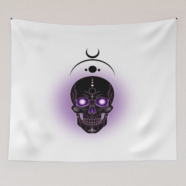 Item preview, Purple Moon Skull – Mystical luminous motif designed and sold by Herzbaumatelier.