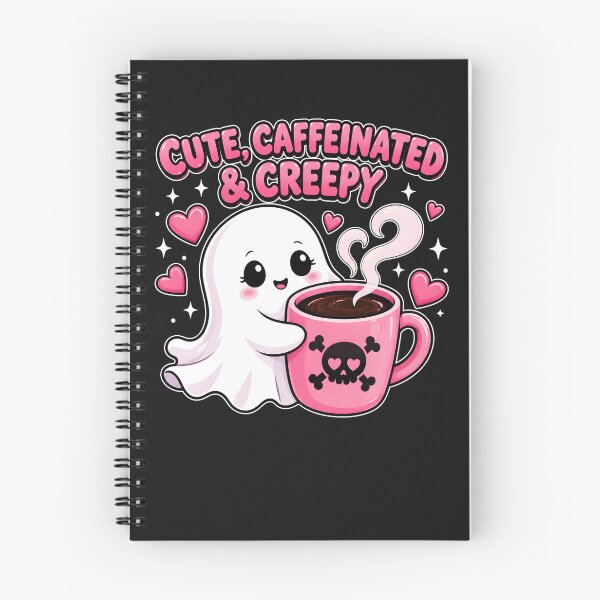 Item preview,  Caffeinated & Creepy Ghost Drinking Coffee Pink Skull Cup Spooky designed and sold by NancyxEasSHOP.