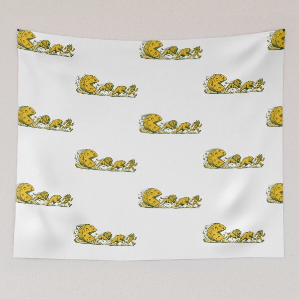 Item preview, Funny Cheese Wheel Chasing Bear Lion Viking Retro Meme Design designed and sold by SEINENGAPPI18.