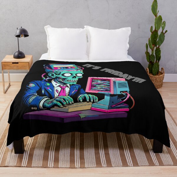 Item preview, Its Friday Zombie Office Humor Retro Vaporwave Glitch Computer Art designed and sold by W&RParadise.