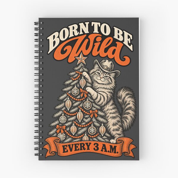 Item preview, Born To Be Wild Vintage Christmas Cat designed and sold by NuretroStudio.
