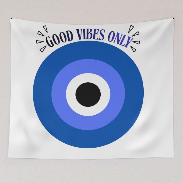Item preview, Mystic Evil Eye Good Vibes Only Text Art designed and sold by RAJASWARSTORE.