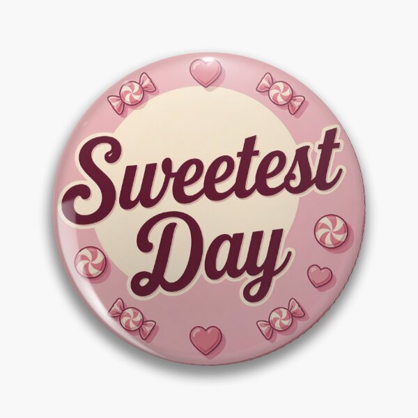 Item preview, Sweetest Day Pink Heart Candy Badge Design designed and sold by KRStyleClub.