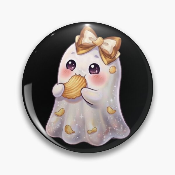 Item preview, Cute Kawaii Ghost Eating Potato Chips Design / Potato Funny /  Yummy / Tops / Anime / Halloween Decors / Foodie T-shirts mugs stickers phone case journal poster designed and sold by TeenLake.