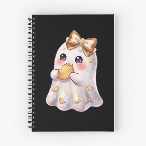Item preview, Cute Kawaii Ghost Eating Potato Chips Design / Potato Funny /  Yummy / Tops / Anime / Halloween Decors / Foodie T-shirts mugs stickers phone case journal poster designed and sold by TeenLake.