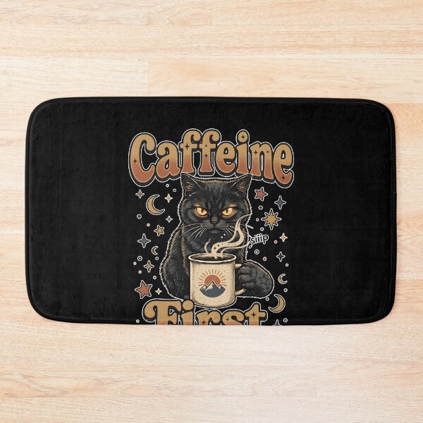 Item preview,  Caffeine First Retro Cat with Coffee designed and sold by NancyxEasSHOP.