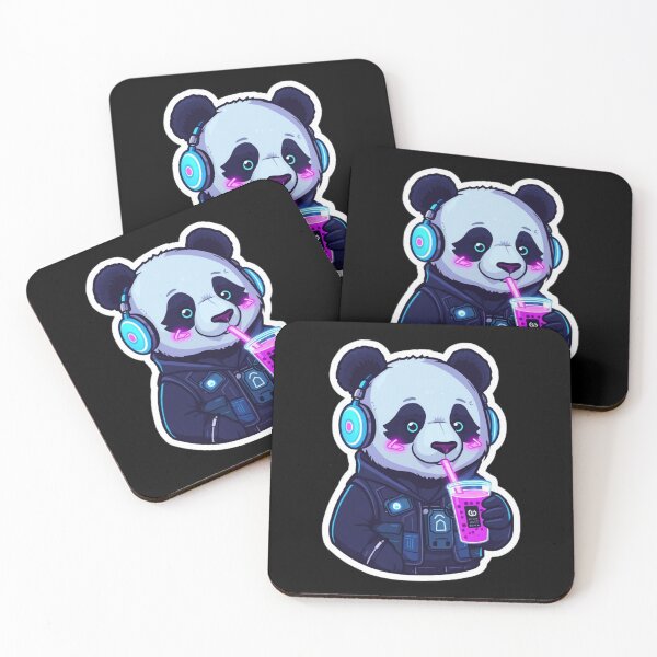 Item preview, Cyberpunk Panda Boba Tea Kawaii Sci-Fi Sticker designed and sold by CyberPaws Art.