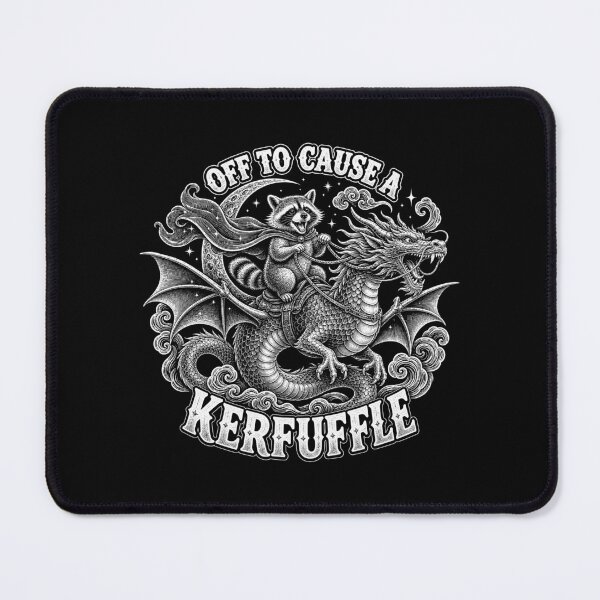 Item preview, Off to Cause a Kerfuffle Raccoon Riding Dragon Vintage Fantasy designed and sold by elkotbey.