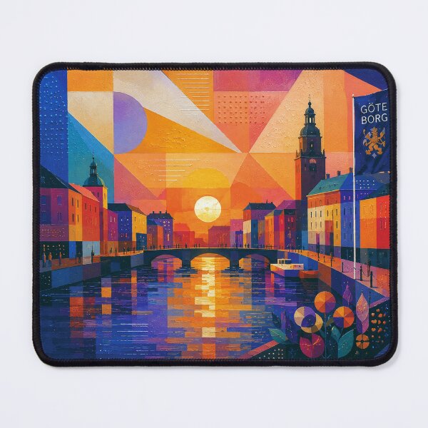 Item preview, Göteborg by night painting, Sweden – a cubist artwork of this beautiful Scandinavian city. designed and sold by GalleryKauffeld.