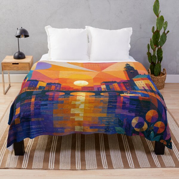 Item preview, Göteborg by night painting, Sweden – a cubist artwork of this beautiful Scandinavian city. designed and sold by GalleryKauffeld.