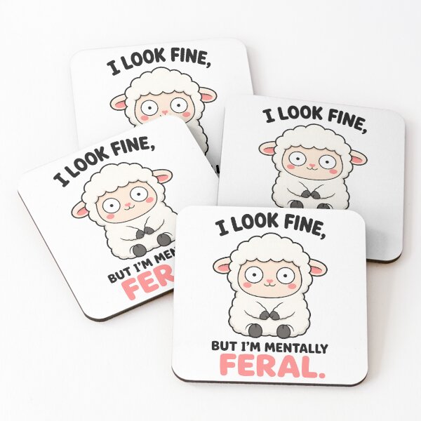 Item preview, I Look Fine But Im Mentally Feral Cute Sheep  Funny Mental Health designed and sold by Emmatshirt1.