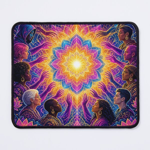 Item preview, Oneness Spiritual Unity Psychedelic Mandala Art – Funky Diversity Connection Design designed and sold by The Crazy Monkey Design Studio.