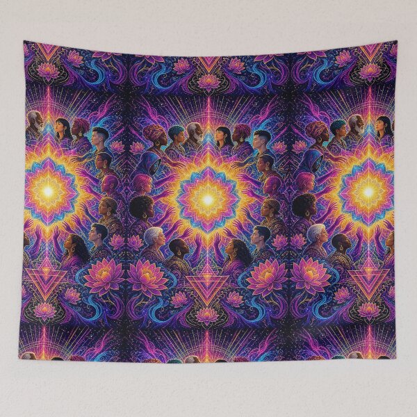 Item preview, Oneness Spiritual Unity Psychedelic Mandala Art – Funky Diversity Connection Design designed and sold by The Crazy Monkey Design Studio.